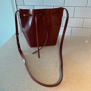 Mansur Gavriel Brown Leather Mini Bucket Bag